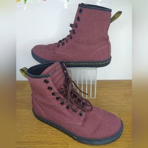 Dr, Doc Martens burgundy Sheridan Combat Boots Soft Wair Womens Sz 6 #SK 11 S